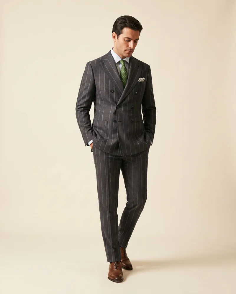 Costum Virgin Wool cu dungi double